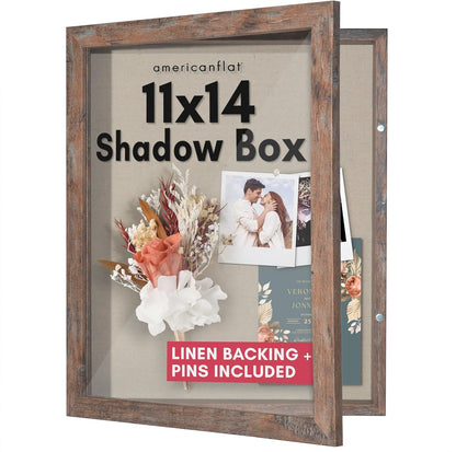 Americanflat Front Opening 11x14 Shadow Box Frame with Shatter-Resistant Glass - Silhouette Collection - Shadow Box Display Case for Tabletop and Wall Display - Black