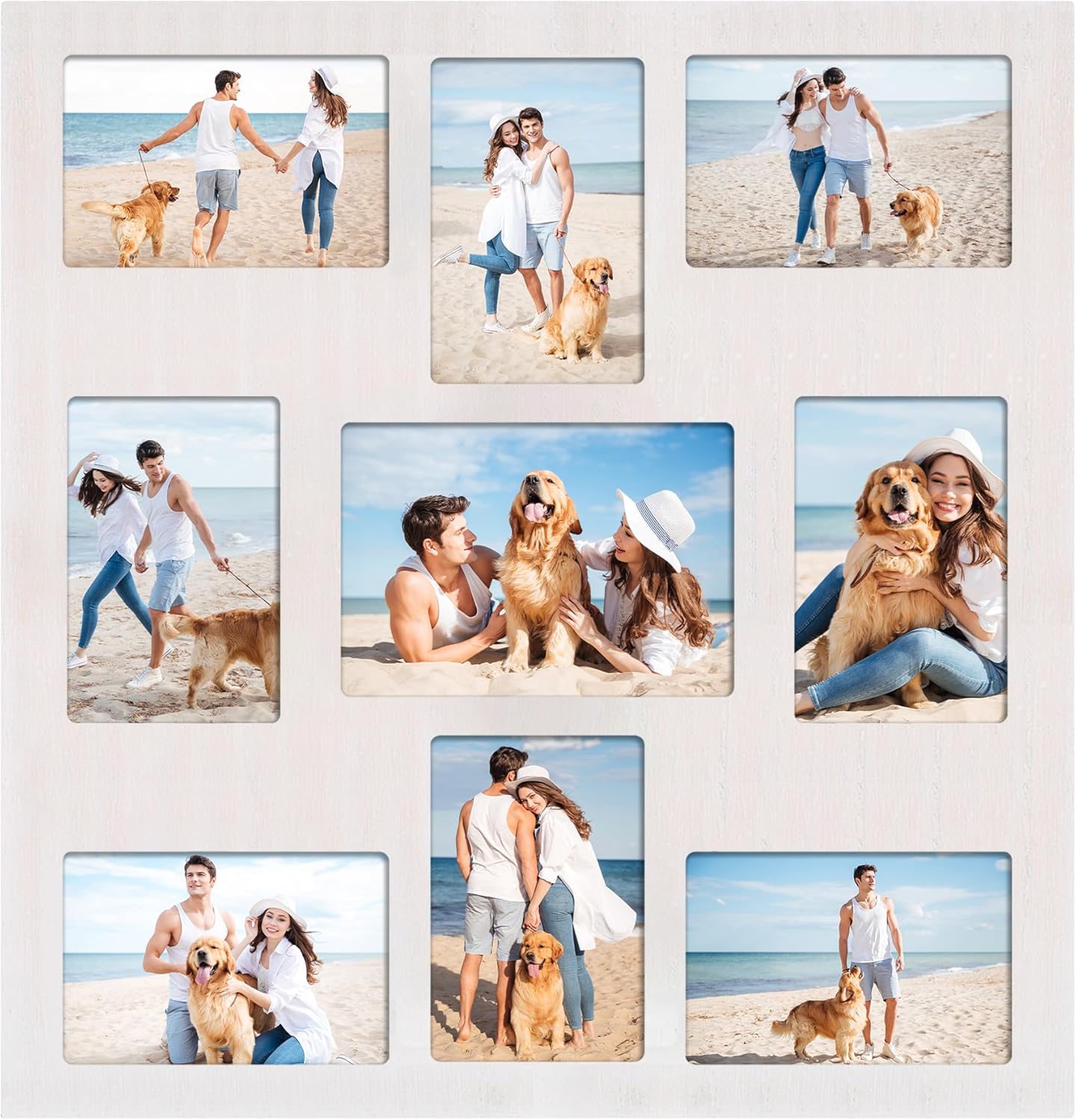 YESKAY 4x6 Picture Frame Collage for Wall Decor, Multiple Photo Collage Frames with Tempered Glass, 7-Opening for 4 x 6 Picture Frames, Rustic Brown, 1 Pack