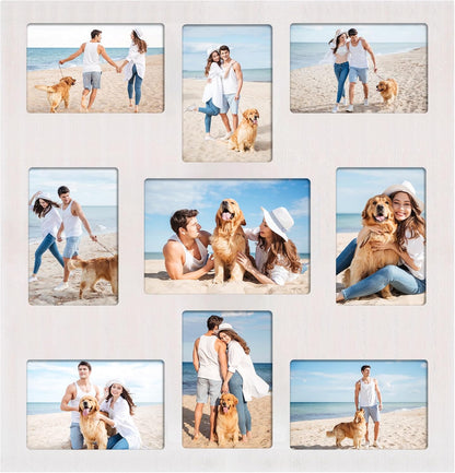 YESKAY 4x6 Picture Frame Collage for Wall Decor, Multiple Photo Collage Frames with Tempered Glass, 7-Opening for 4 x 6 Picture Frames, Rustic Brown, 1 Pack