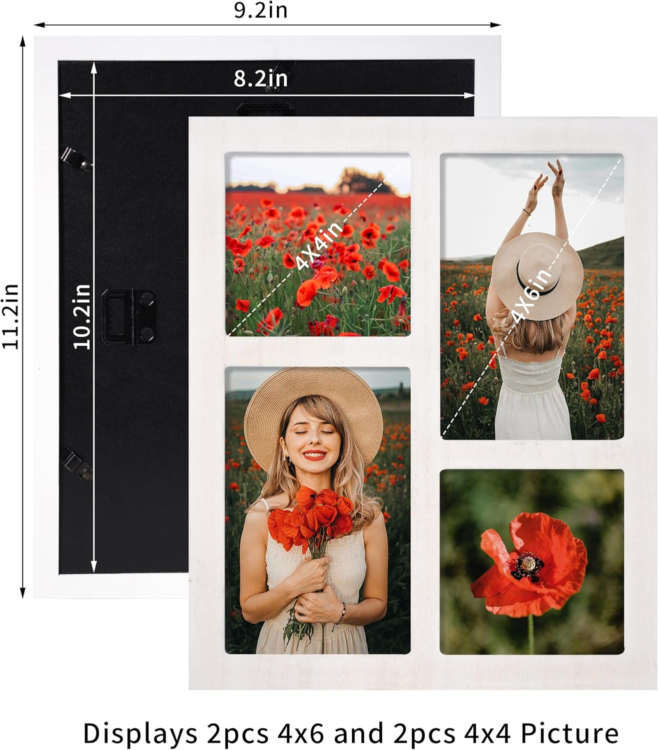 YESKAY 4x6 Picture Frame Collage for Wall Decor, Multiple Photo Collage Frames with Tempered Glass, 7-Opening for 4 x 6 Picture Frames, Rustic Brown, 1 Pack