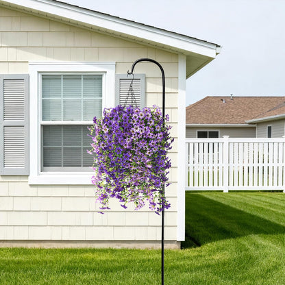 INQCMY Artificial Fake Hanging Plants Flowers Basket for Spring Summer Outdoor Outside Porch Decoration,UV Resistant Faux Silk Violet in Planter for Home Patio Balcony Garden Yard Decor(Red)