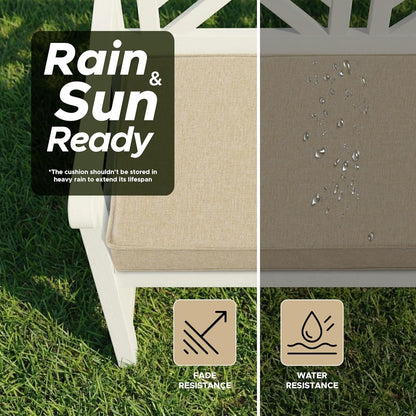 Outdoor Bench Cushion, Water-Resistant & Fade-Resistant, Porch Swing Cushions with Ties, Patio Furniture Seat Pads for Garden Loveseat Settee, Removable Cover Non-Slip Bottom, 48 x 16 Inch, Natural