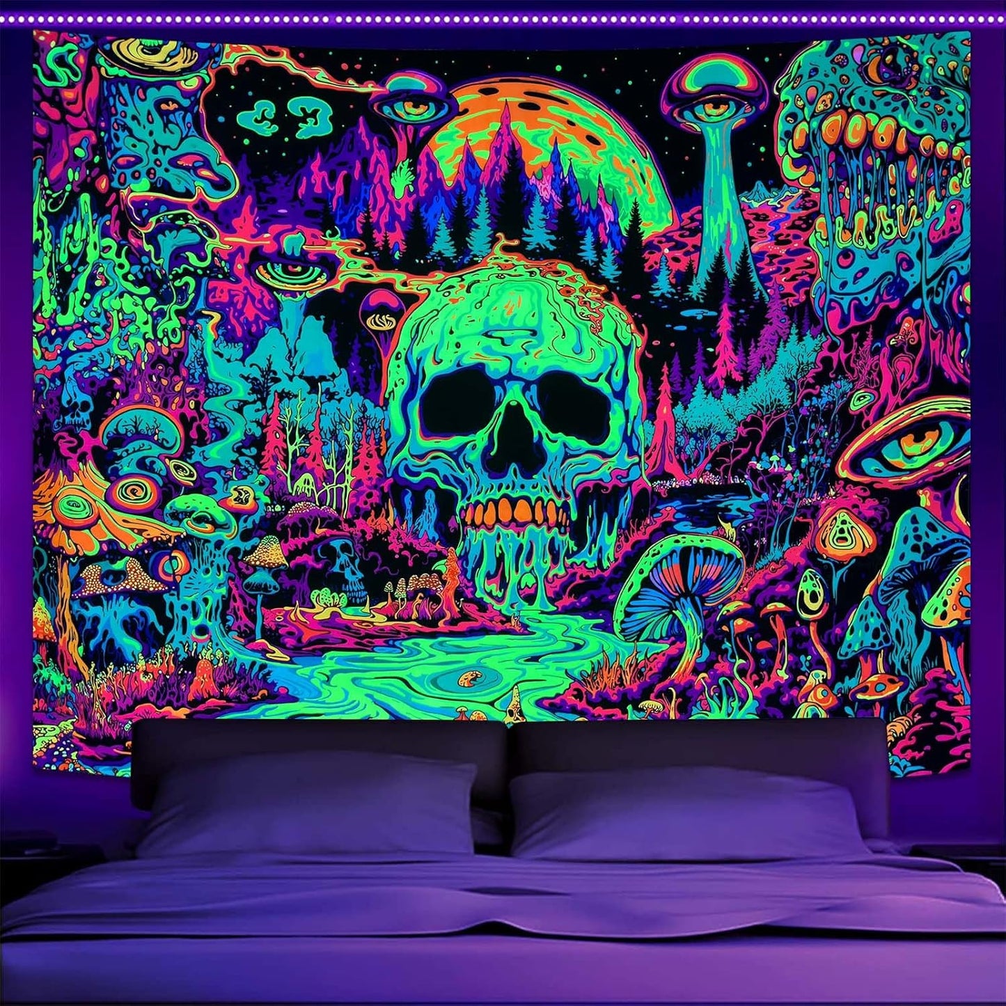 Zussun Black and White Tapestry Starry Night Mountain Tapestries for Bedroom Aesthetic Moon and Stars Tapastry's Wall Hanging Dark Nature Forest Wall Tapestry for Living Room Dorm (48'' × 36'')