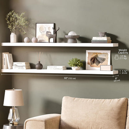 Ballucci Floating Shelves for Wall, 48" Wood Wall Shelf Set of 2, with Invisible Brackets for Bathroom, Living Room, Bedroom, Kitchen, Nursery, 8" Deep, Black