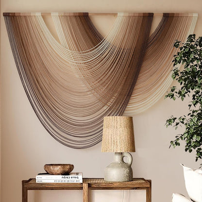 Flber Macrame Wall Hanging Boho Wall Decor Tapestry Dip Dyed Ombre Moss Green Handmade Wall Art Woven Cotton Rope Backdrop with for Bedroom Living Room, 57" W x 39" L