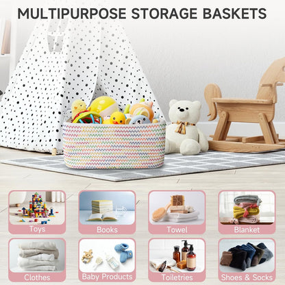 3-Pack Small Storage Baskets for Organizing | Woven Shelf Toy Basket | Rope Baskets for Gifts Empty | Closet Organizer Bins with Handles | Cube Decorative Box | 11.8×7.8×5.1” | Mixed brown