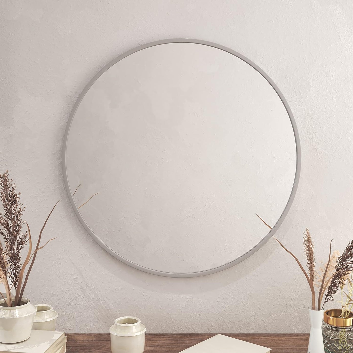 Gold Circle Wall Mirror 24 Inch Round Wall Mirror for Entryways, Washrooms, Living Rooms and More (Gold, 24")