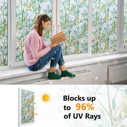Ranzdn Window Privacy Film - Stained Glass Window Film Static Cling UV & Heat Blocking Rainbow Window Film for Glass Doors, Bedroom Windows - No Glue Premium Vinyl (Easy Install, 17.5"×78.7")