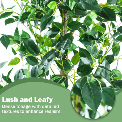 Caxchiling Faux Eucalyptus Tree 6FT, Artificial Potted Tree for Indoor Outdoor, Fake Floor Plants with Natural Wood Trunk, Home Office Living Room Bedroom Decor