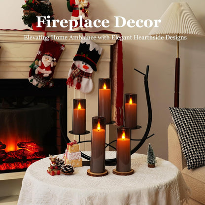 Amagic Pure White Flameless Candles, Battery Operated Candles, Acrylic Flickering LED Pillar Candles with Remote Control and Timer, 3D Wick, Yellow and Blue Glow, D2.2 xH5 5" 6" 7" 8", Set of 5