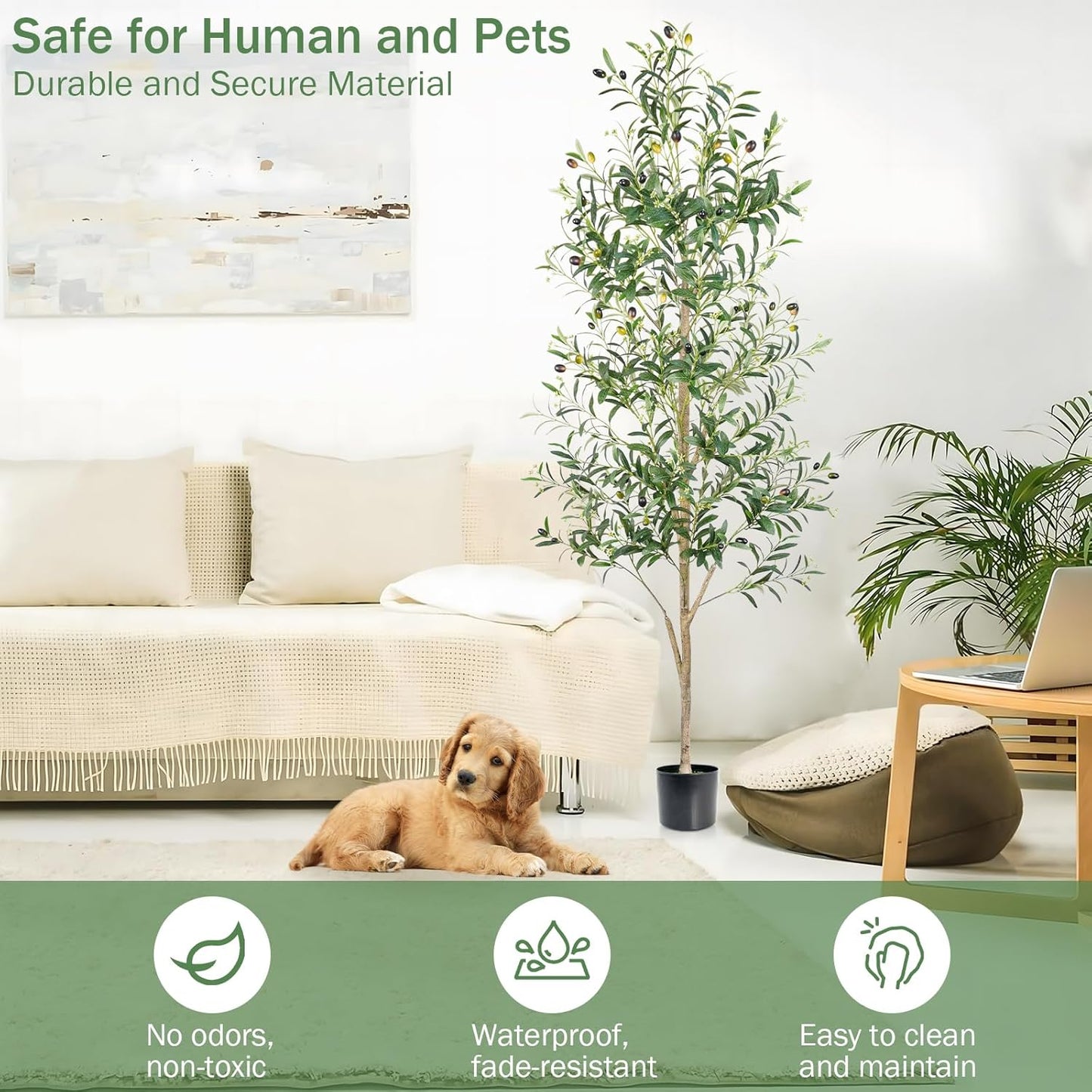 Caxchiling Faux Eucalyptus Tree 6FT, Artificial Potted Tree for Indoor Outdoor, Fake Floor Plants with Natural Wood Trunk, Home Office Living Room Bedroom Decor