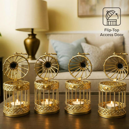 Vela Lanterns Bird Cage Decor Candle Holder Lantern Decorative Wedding Table Centerpiece Decorations, White, Small, Set of 4