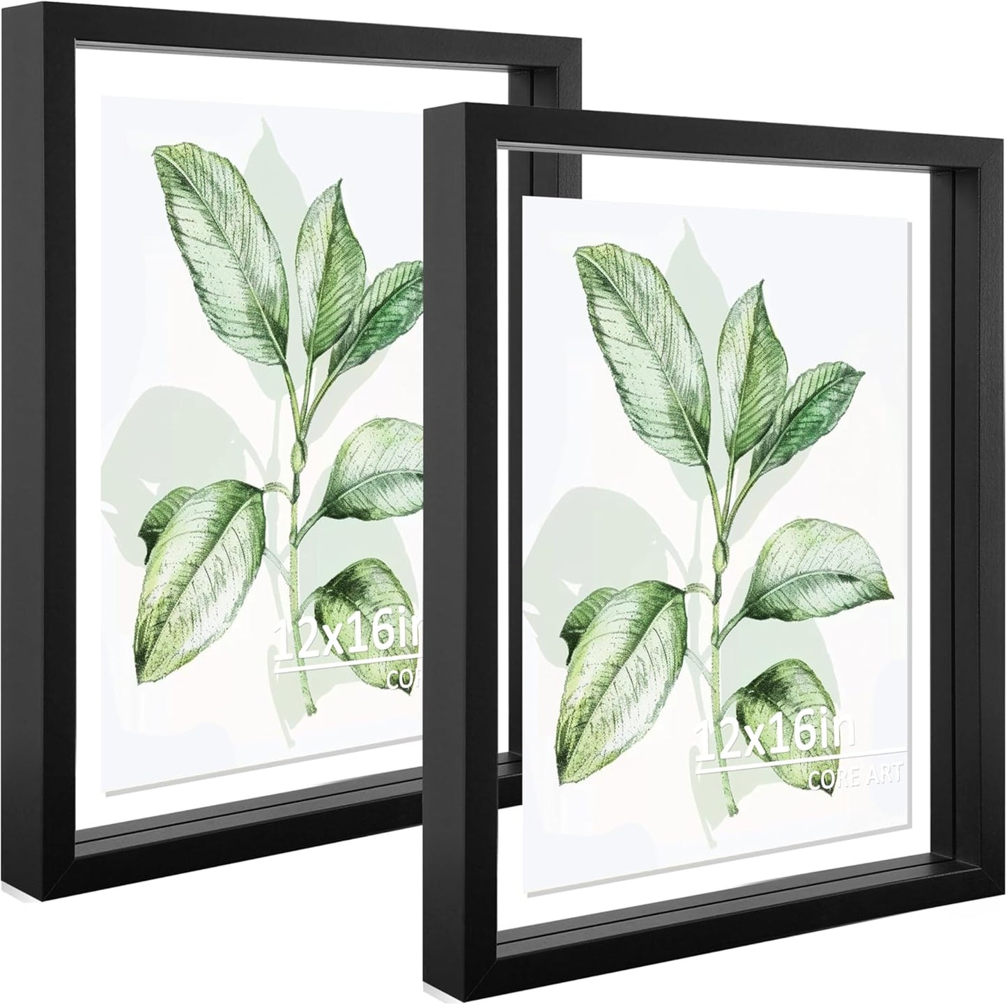 CORE ART 8x10 Floating Picture Frame,Double Plexglass Floating Frame for 5x7,4x6 Pictures,Wall or Tabletop Display,Black