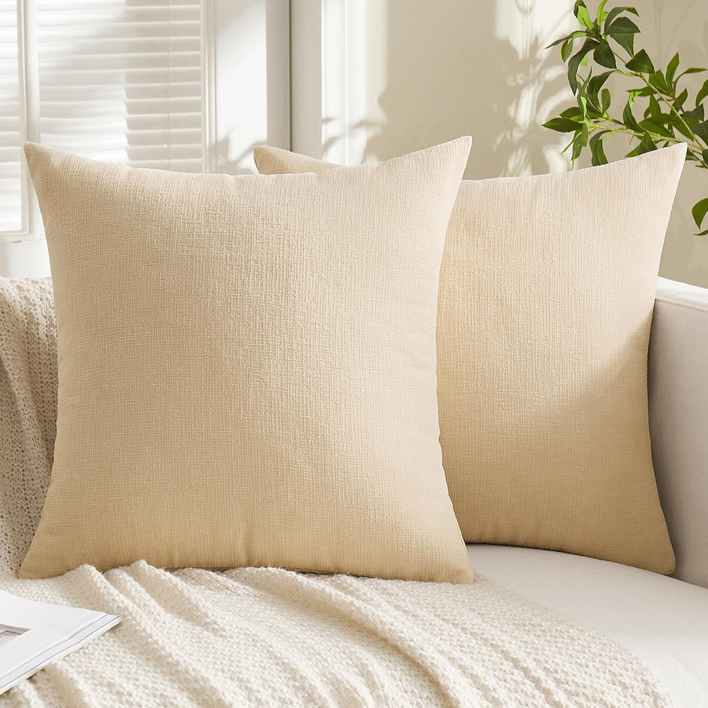 MIULEE Olive Green Couch Pillow Covers 18x18 Inch, Set of 2 Soft Chenille Decorative Square Throw Pillow Covers Farmhouse for Sofa Living Room Bed
