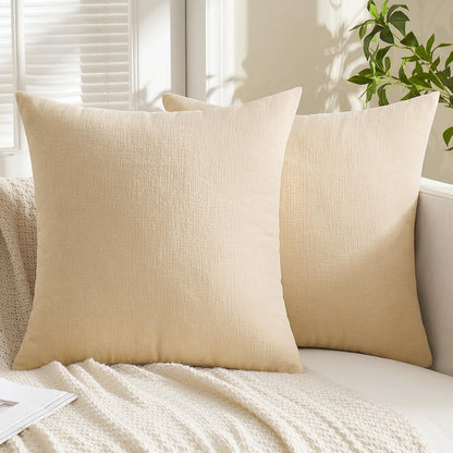 MIULEE Olive Green Couch Pillow Covers 18x18 Inch, Set of 2 Soft Chenille Decorative Square Throw Pillow Covers Farmhouse for Sofa Living Room Bed