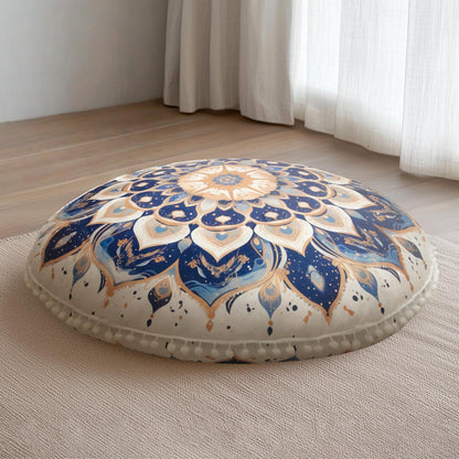 Meditation Cushion Set of 2, 32 Inch Extra Thick Memory Foam Round Floor Pillow with Removable Washable Cover, Bohemian Mandala Yoga Cushion for Adults - Ideal Holiday Decor, Brown