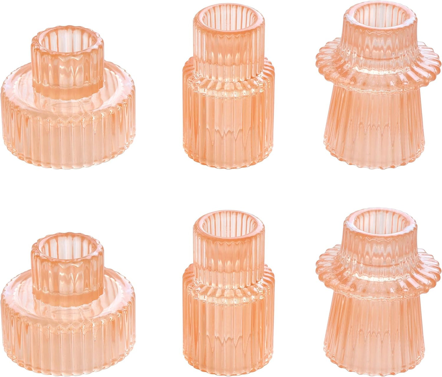 Vixdonos Taper Glass Candlestick Holders Tealight Candle Holders for Table Centerpieces, Wedding Decor and Dinner Party (6 Pcs, Green)