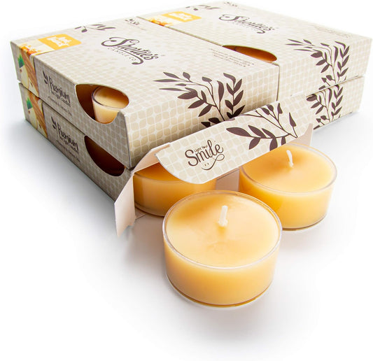 Shortie's Candle Company Vanilla Bean Premium Tealight Candles Bulk Pack - 24 Beige Highly Scented Tea Lights - Beautiful Candlelight - Made in the USA - Bakery & Food Collection