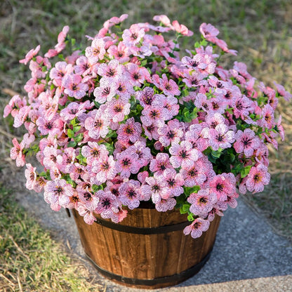 HyeFlora Artificial Flowers for Outdoor Indoor Garden Home Decoration, Faux Flower Daisy with Eucalyptus Leaves Fake Plants Greenery Boxwood Porch Patio, 12 Bundles (Mix Pink Red Purple Yellow)
