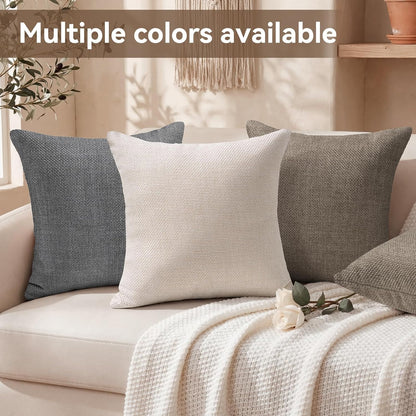 YDKGL Pack of 2 Pillow Covers 18x18, Beige Cream, Couch Decorative Boho Farmhouse Neutral Throw Pillow Case Covers with Zipper, for Living Room Bedroom Soft Pillowcase