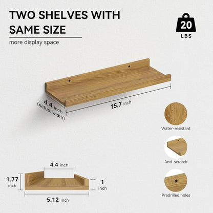 Boswillon Floating Shelves Wall Mounted Set of 2, Modern Black Wall Shelves for Storage with Lip, Display Picture Ledge Shelf for Wall Decor Bedroom Living Room Bathroom Kitchen