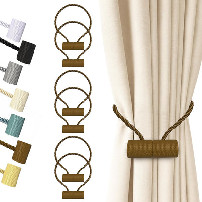 Hion Magnetic Curtain Tiebacks Black 2pcs, Curtain Tiebacks Buckles Holdbacks Holders Hooks Clip for Home Outdoor Bedroom Office Decorative Curtain
