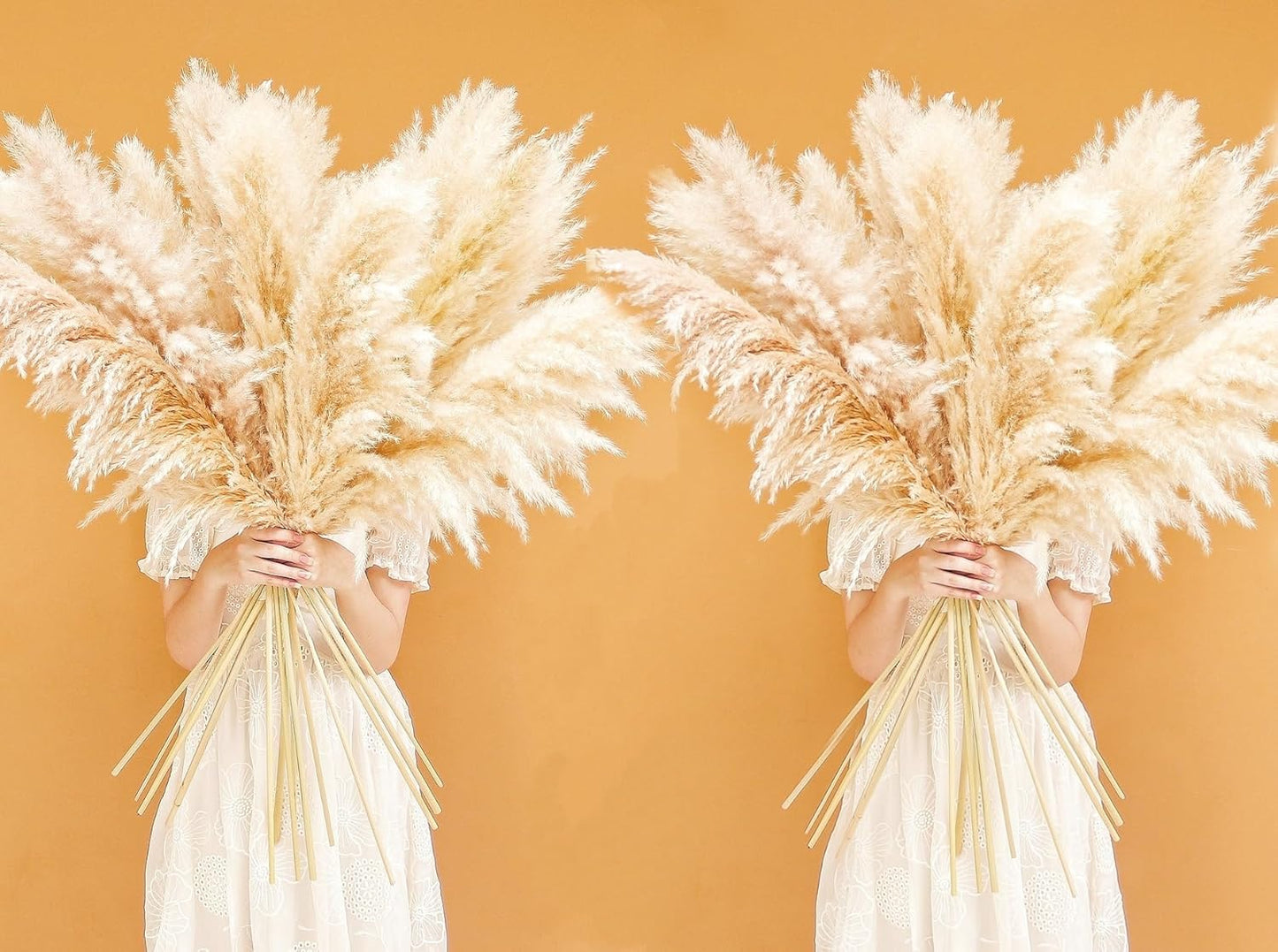46" inch 10 Stems Natural Pampas Grass Decor Tall, Pompas Grass, Tall Pampas Grass for Weddingm, Farmhouse, Boho Home Decor (Beige)