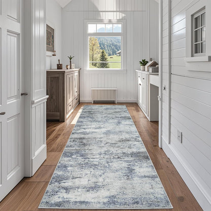 8x10 Area Rugs for Living Room Rug Washable: Abstract Large Rug for Dining Room Bedroom Carpet Non Slip 8 by 10 Indoor Modern Nursery Home Office Blue Grey