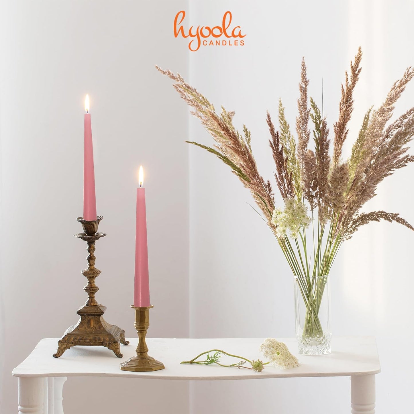Hyoola Tall Taper Candles - 10 Inch Metallic Gold Unscented Dripless Taper Candles - 8 Hour Burn Time - 4 Pack