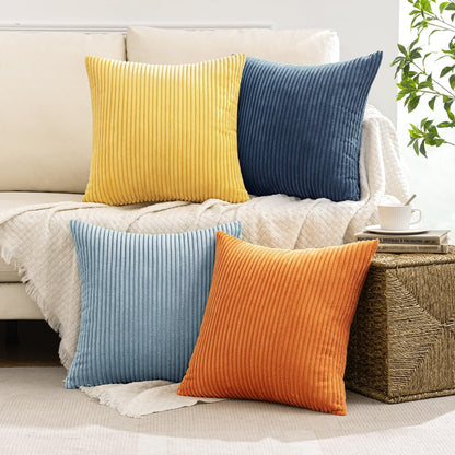 MIULEE Boho Farmhouse Sage Green Throw Pillow Covers 18x18 Inch Set of 4 Mordern Nordic Cushion Covers Soft Corduroy Spring Home Decor for Couch Bed Sofa Living Room Forest Green