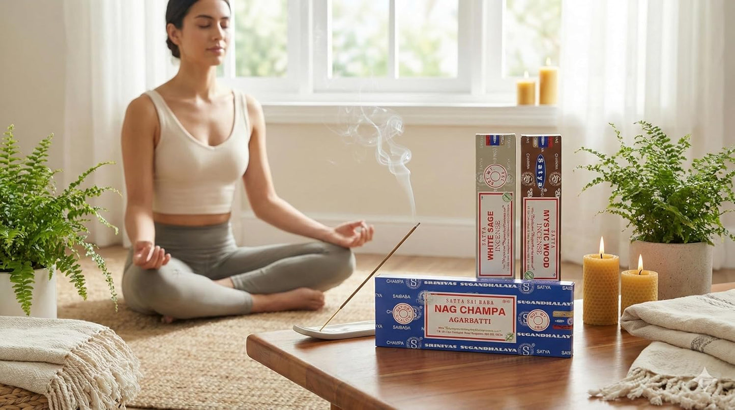 Satya Sai Baba Nag Champa Agarbatti, 250gms Hand Rolled Fine Quality Incense Sticks for Purification, Relaxation, Positivity, Yoga, Meditation