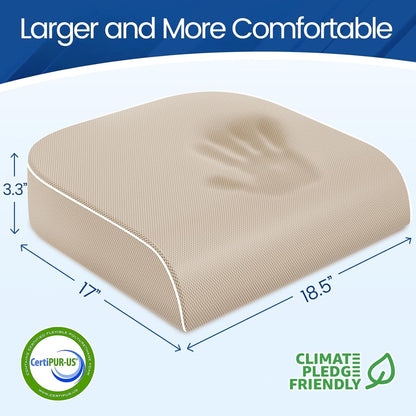 SweetSlubr Seat Cushion for Tailbone Pain Relief, Office Chair Cushion, Memory Foam Large Cushion with Non-Slip Cover for Soft Support at Office Chair, Car Seat, Airplane, Floor Pillow, Black/Large