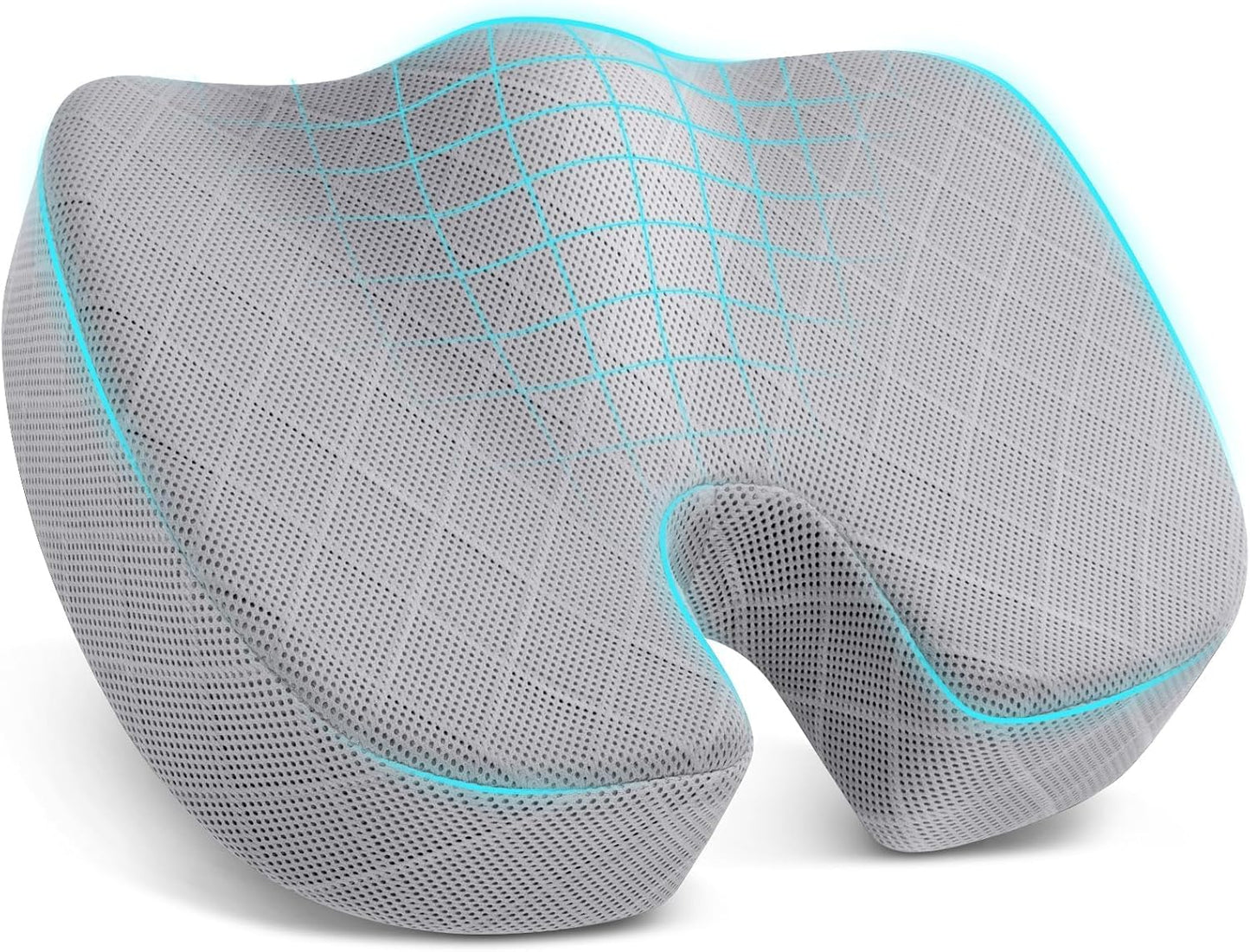 TushGuard Seat Cushion - Memory Foam Cushion for Office Chair, Car Seat, Airplane, Bleacher - Sciatica & Hip & Coccyx Pain Relief Desk Chair Cushion for Long Sitting Office Workers, Car Drivers