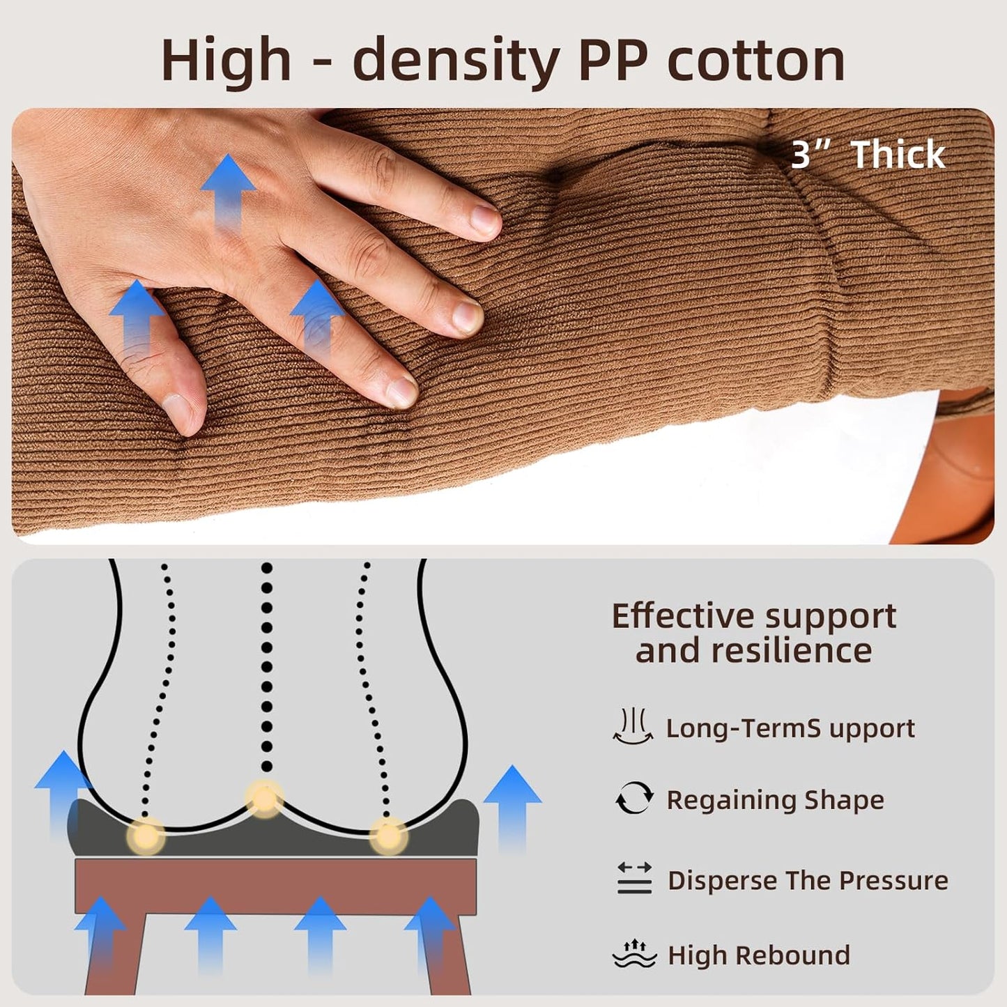 HLOVME Corduroy Chair Cushion with Ties Ultra Soft Warm Floor Cushion for Kids Reading Nook Comfortable Square Seat Cushion for Adult 15.7”x15.7”, White