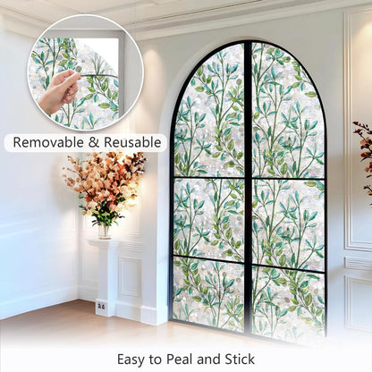 LEMON CLOUD Window Film, Decorative Window Privacy Film, 3D Stained Glass Window Sticker,Anti-UV Sun Blocker Heat Control for Home(Rainbow Tulip Design,17.5 x 78.7 inches)