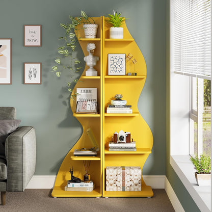 Tribesigns Corner Shelf, Modern 5-Tier Wall Corner Bookshelf, Stylish Corner Small Bookcase Storage Rack Plant Stand with Unique Shape for Living Room, Home Office (White, 1PC)