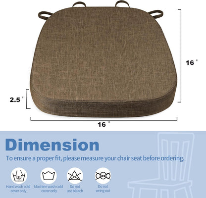 BUYUE Thickened 2.5" Friendly Woven Fabric Dining Chair Cushion, U-Shape High Density Foam Comfortable Chair Pad for Kitchen, Slip Resistant Indoor Seat Cushion (1 Piece, Dark Gray)