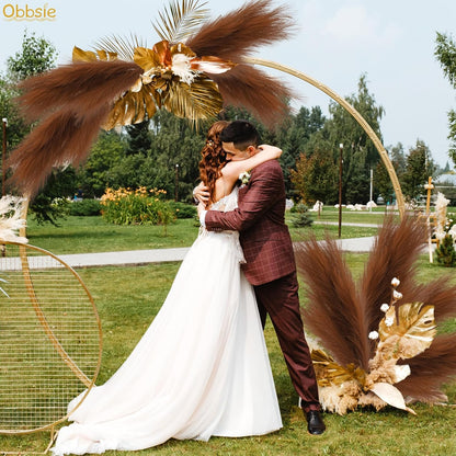 obbsie 50pcs Pink Faux Pampas Grass Decor, 21.6" Short Artificial Floral Branches Vase Filler Flower Arrangement for Home Wedding Boho Outdoor Decor