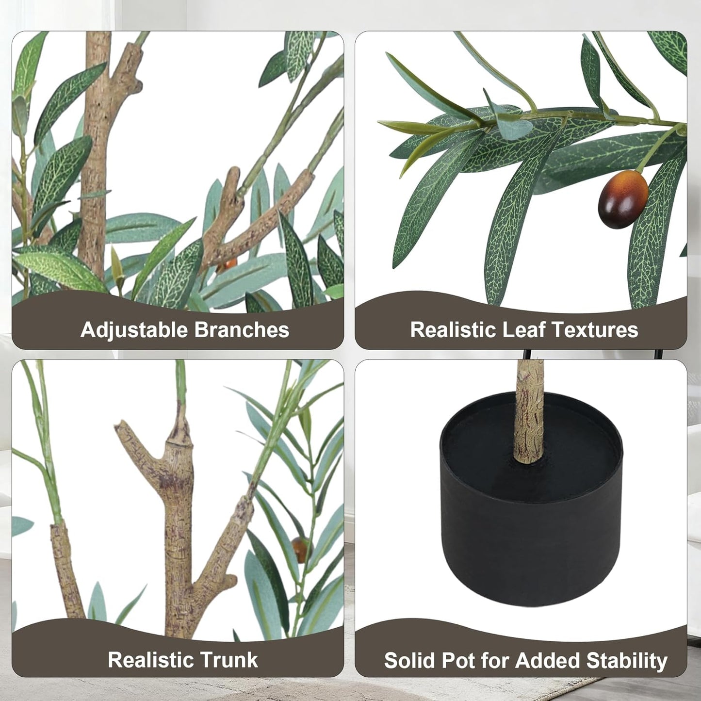 Faux Olive Tree 6ft, Olive Trees Artificial Indoor with Planter and Basket, Tall Fake Tree with Realistic Leaves and Fruits for Home Living Room Bedroom Outdoor Decor