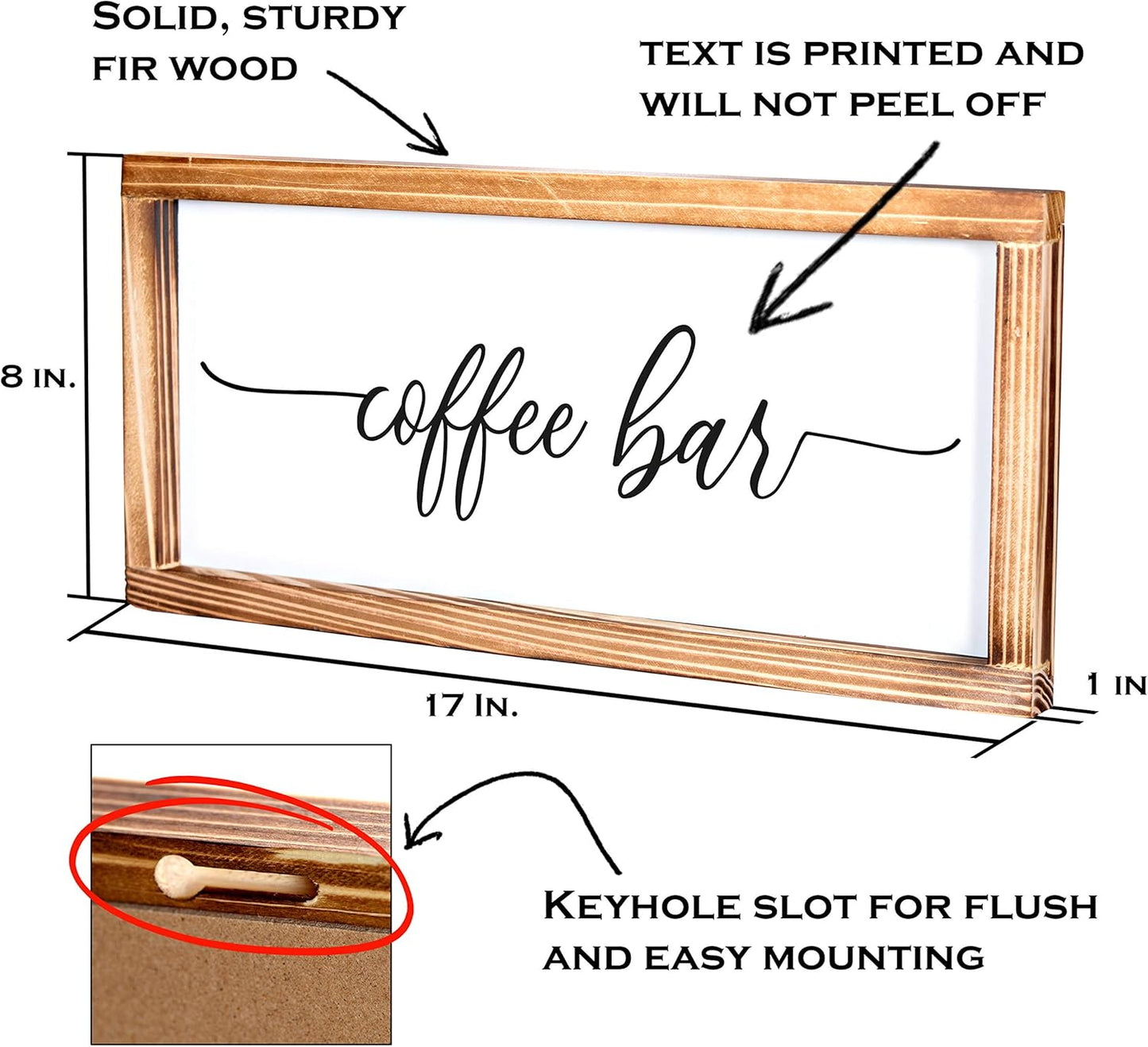 Coffee Bar Sign Decor 8x17 Inch, Coffee Sign Decor, Wooden Kitchen Wall Art