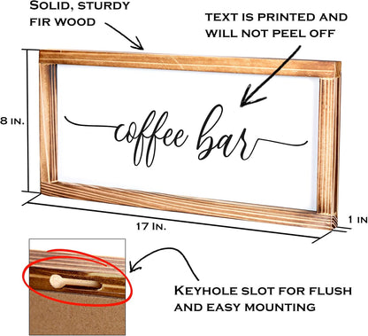 Coffee Bar Sign Decor 8x17 Inch, Coffee Sign Decor, Wooden Kitchen Wall Art