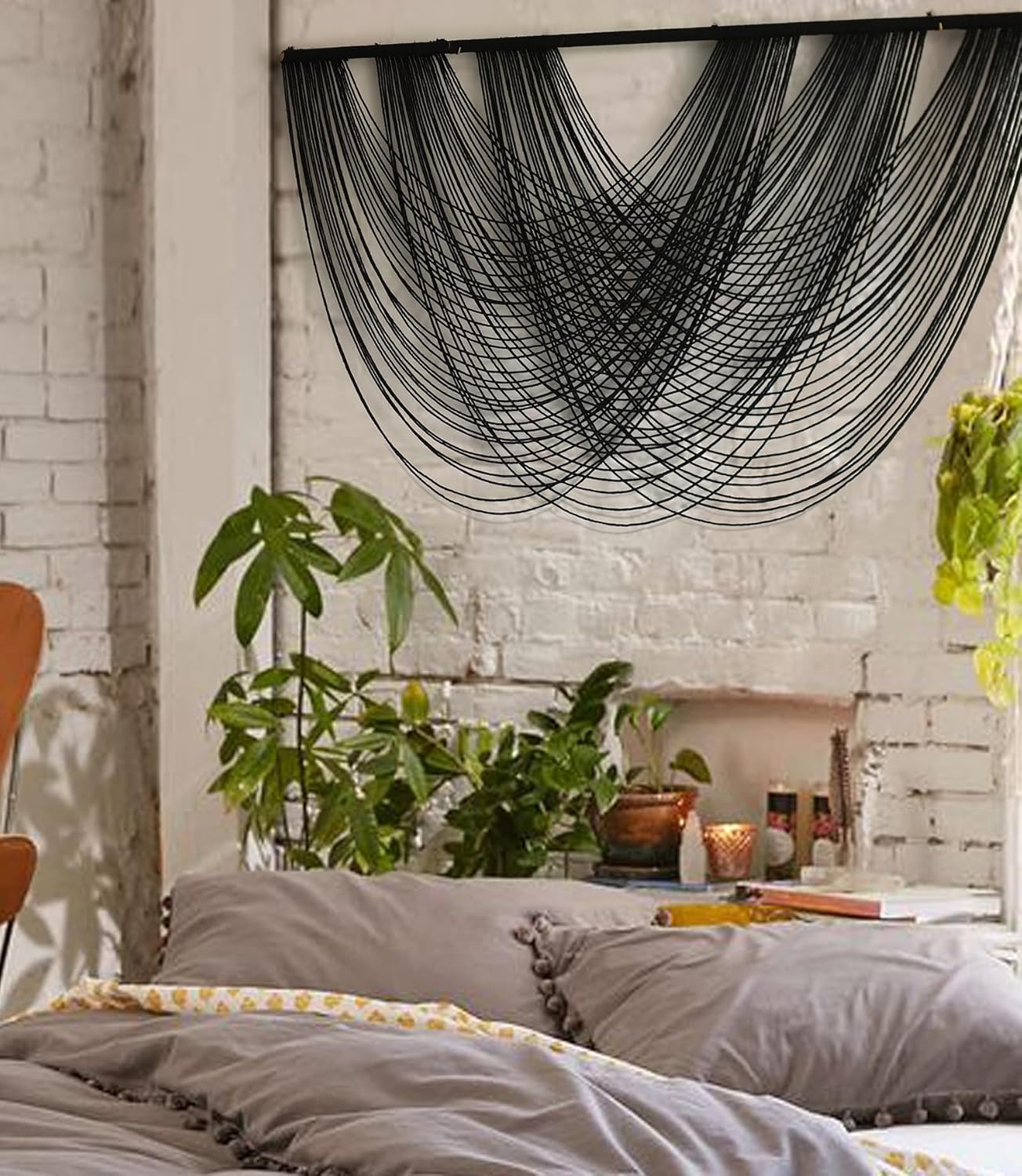 Flber Macrame Wall Hanging Boho Wall Decor Tapestry Dip Dyed Ombre Moss Green Handmade Wall Art Woven Cotton Rope Backdrop with for Bedroom Living Room, 57" W x 39" L