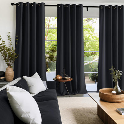 NICETOWN Halloween Pitch Black Solid Thermal Insulated Grommet Blackout Curtains/Drapes for Bedroom Window (2 Panels, 42 inches Wide by 63 inches Long, Black) - Colors E