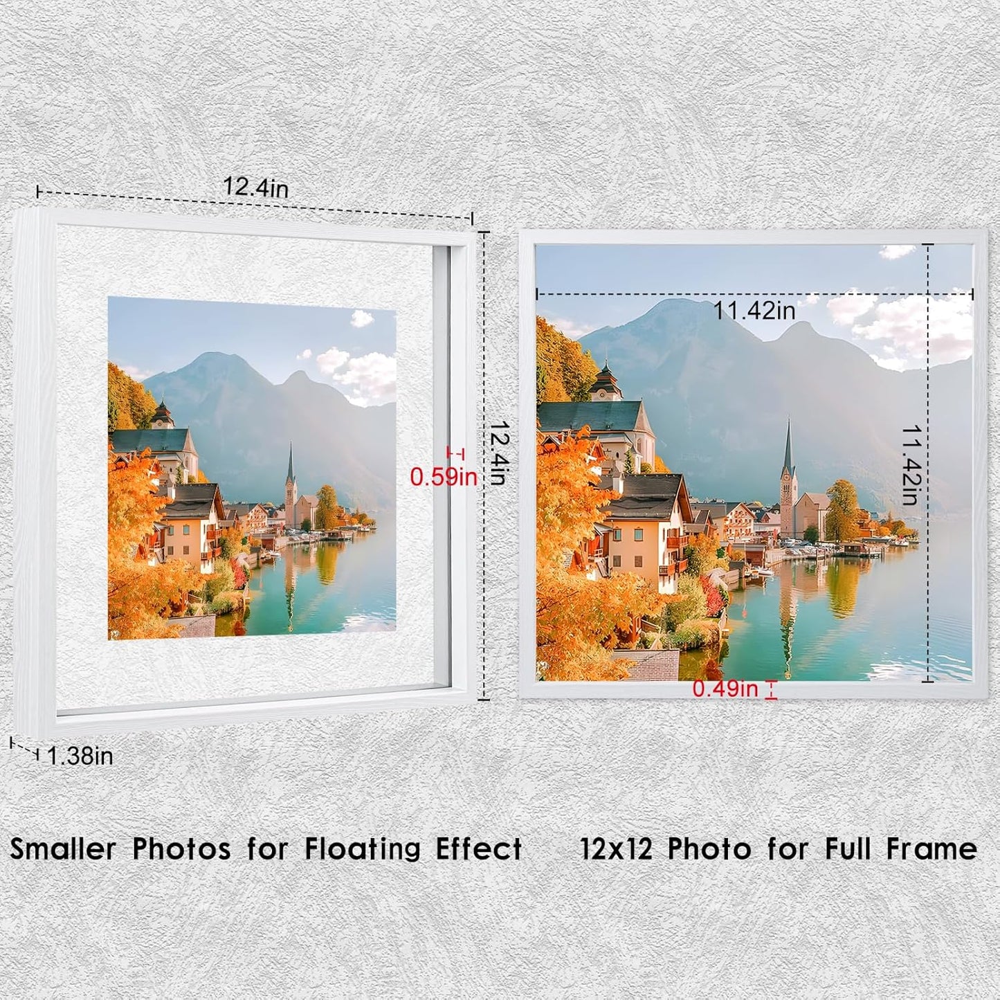 MUYE 11x14 Floating Frame Set of 2,Double Glass Rustic Frame,Display Any Size Photo up to 11x14,Wall Mount or Tabletop Standing,Natural