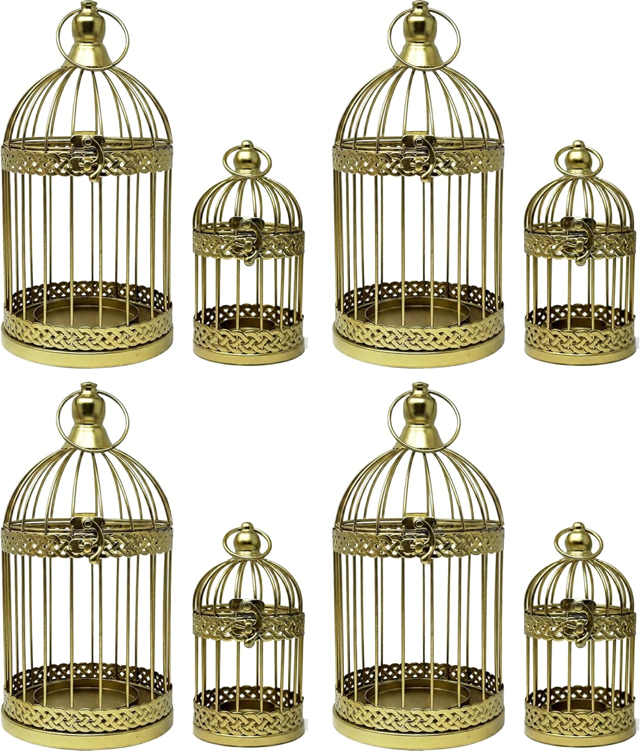 Vela Lanterns Bird Cage Decor Candle Holder Lantern Decorative Wedding Table Centerpiece Decorations, White, Small, Set of 4