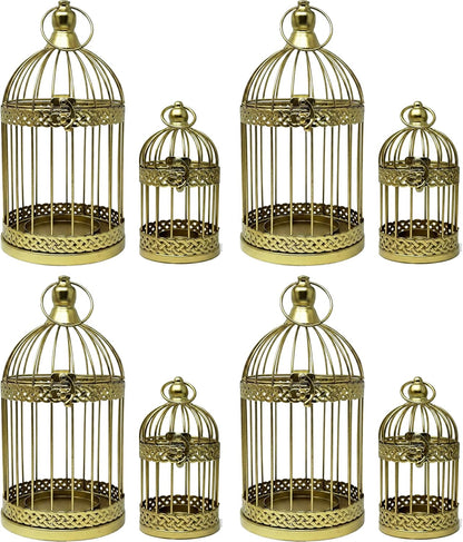 Vela Lanterns Bird Cage Decor Candle Holder Lantern Decorative Wedding Table Centerpiece Decorations, White, Small, Set of 4