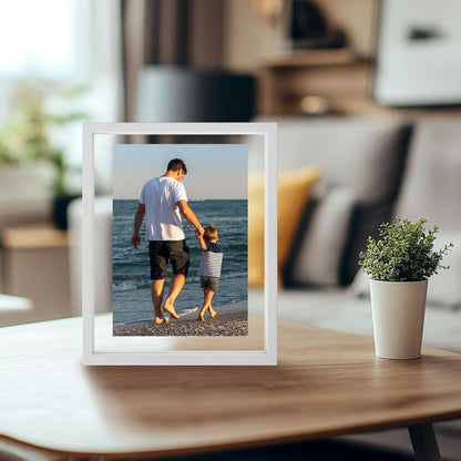 CORE ART 8x10 Floating Picture Frame,Double Plexglass Floating Frame for 5x7,4x6 Pictures,Wall or Tabletop Display,Black