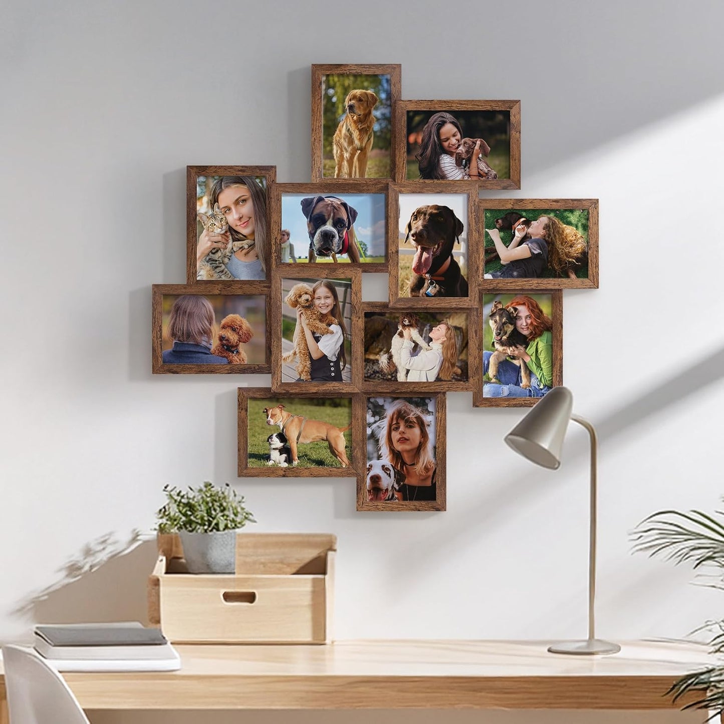 DUENPY 4x6 Collage Picture Frames, 12-Pack Solid Wood Photo Frame, Picture Frames Collage Wall Decor, Set with Glass Front, Assembly Required, Black