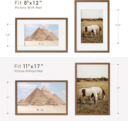 5x7 Picture Frame, Solid Oak Wood 5 x 7 Photo Frame with Mat to 4x6, 7x5 Picture Frames for Wall and Tabletop Display, (Walnut Set of 1)