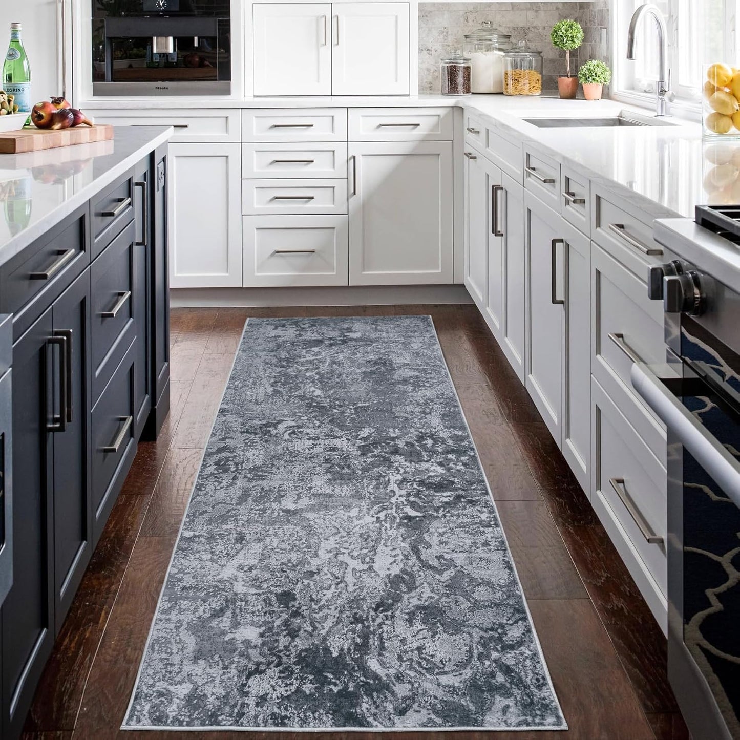 8x10 Area Rugs for Living Room Rug Washable: Abstract Large Rug for Dining Room Bedroom Carpet Non Slip 8 by 10 Indoor Modern Nursery Home Office Blue Grey
